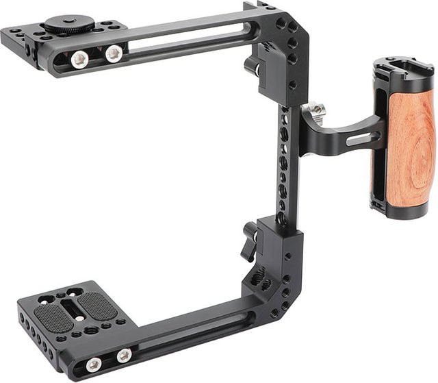 HDRig Universal Kamerakäfig-Rig mit Seitengriff und Kaltschuhhalterung für Sony ZV-E10 FX30 FX3 A7RV, Schwarz, Höhe: 68–130 mm - Bild 1