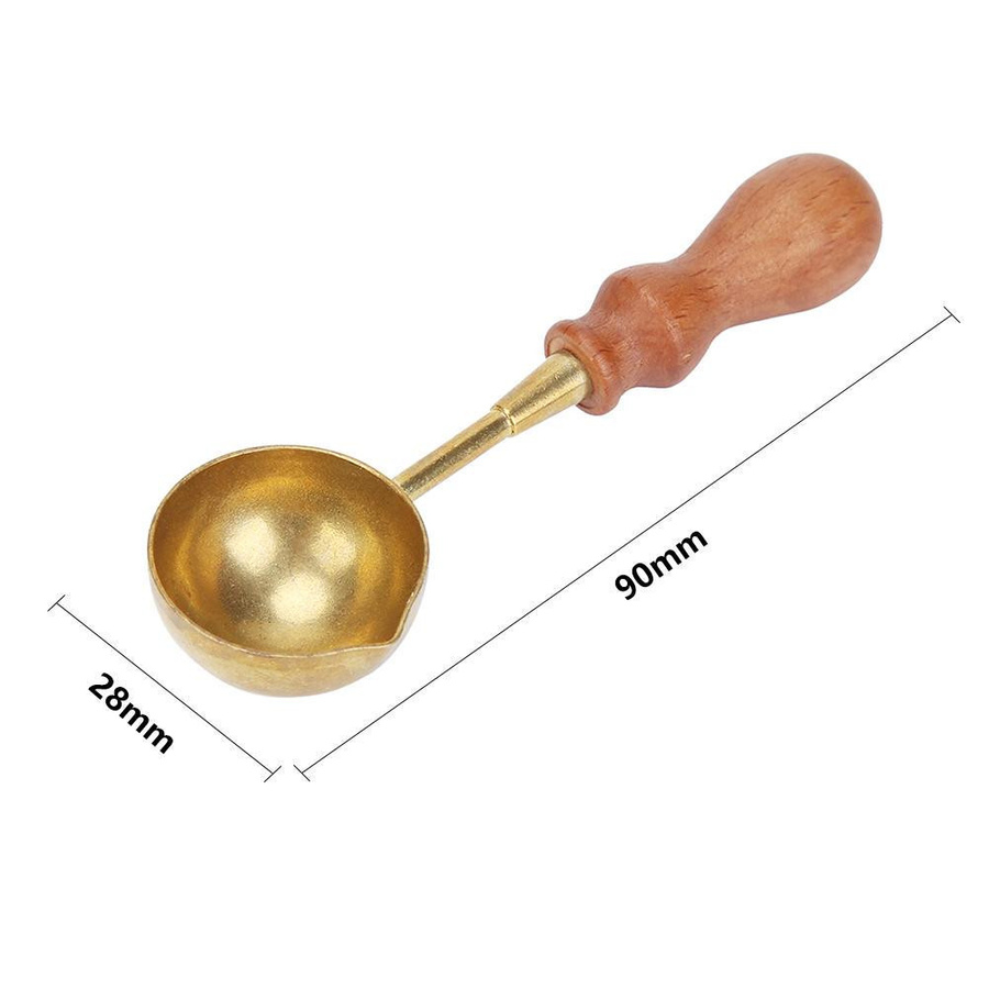 Yiran Furniture Retro-Siegelwachsofen mit Messing-Herdtopf, hitzebeständigem Holzgriff und Siegelwachslöffel zum Basteln - Bild 2