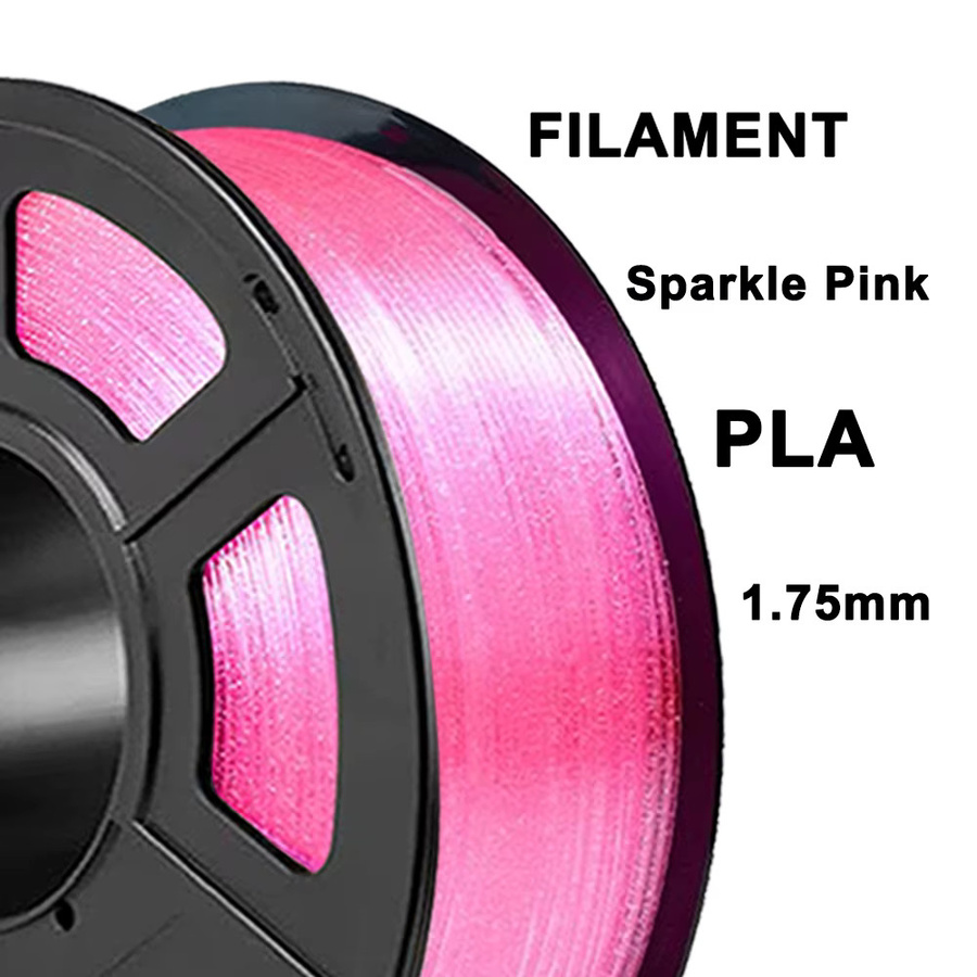 Transparentes rosa PLA-Filament für 3D-Drucker mit Kristall-Glitzer-Effekt, 1,75 mm, 1 kg - Bild 2
