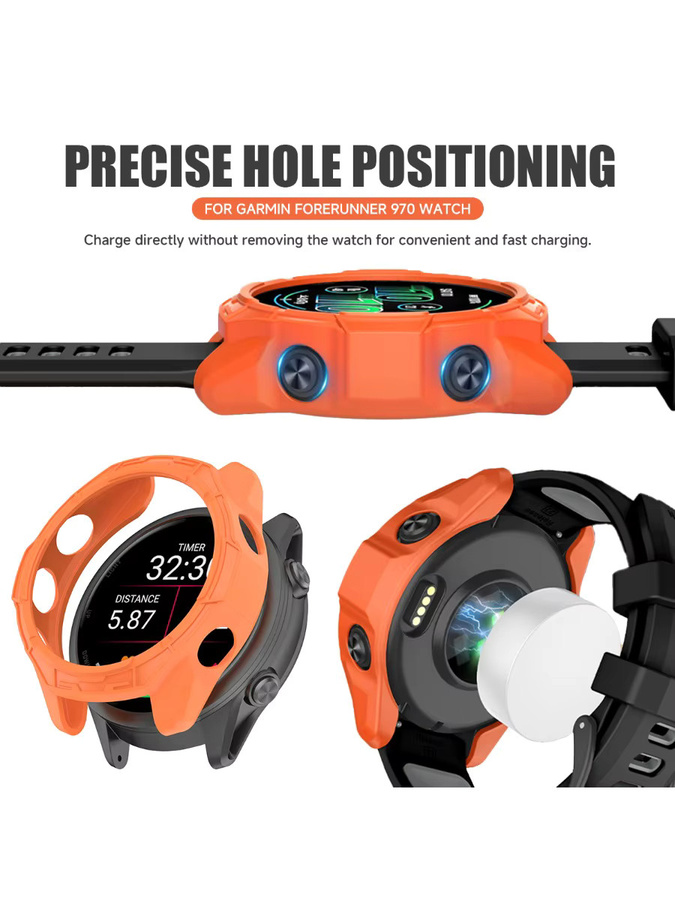 CHIICSMART Schutzhülle für Garmin Forerunner 970, TPU, Orange - Bild 6