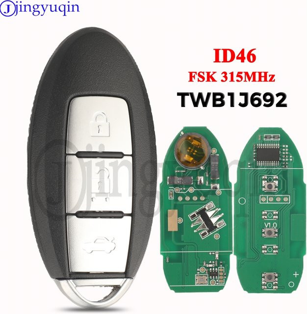 Jingyuqin Smart Remote Autoschlüssel 315MHz ID46 TWB1J692 in Schwarz für Nissan Fuga, Cima, Latio, Sylphy und Infiniti M HYBR - Bild 1