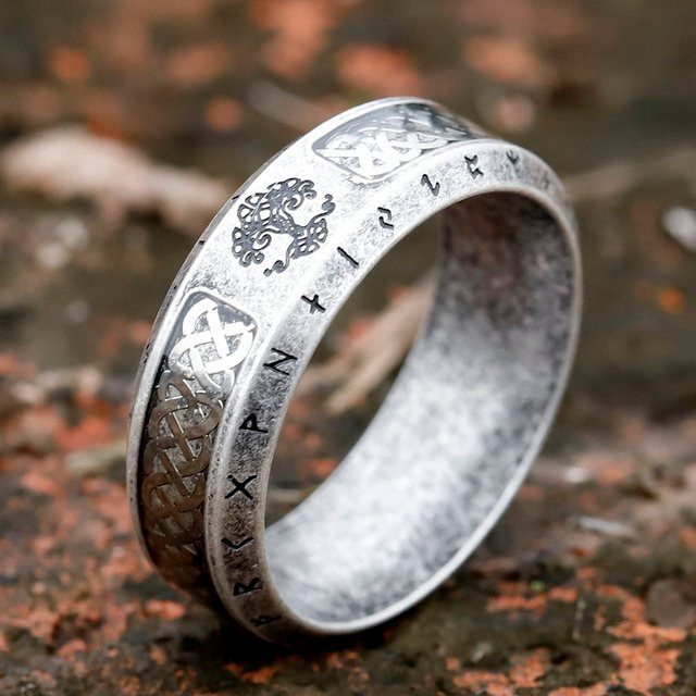 Wikinger Ring Edelstahl, Vintage, Herren, Silber - Bild 1