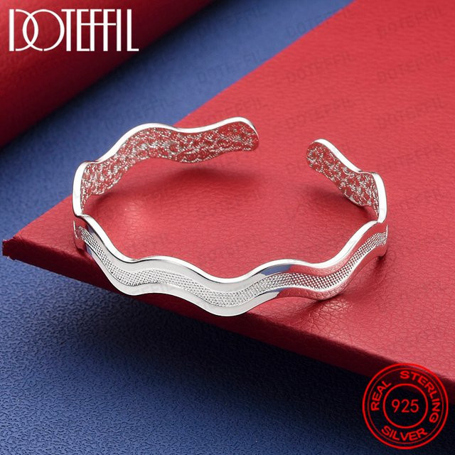 DOTEFFIL Armreif 925 Silber, Wellenmuster, Damen - Bild 1