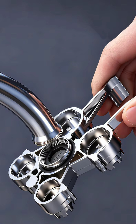 NIUXIANG 12-in-1 Multitool Wasserhahnschlüssel aus Edelstahl in Silber - Bild 2