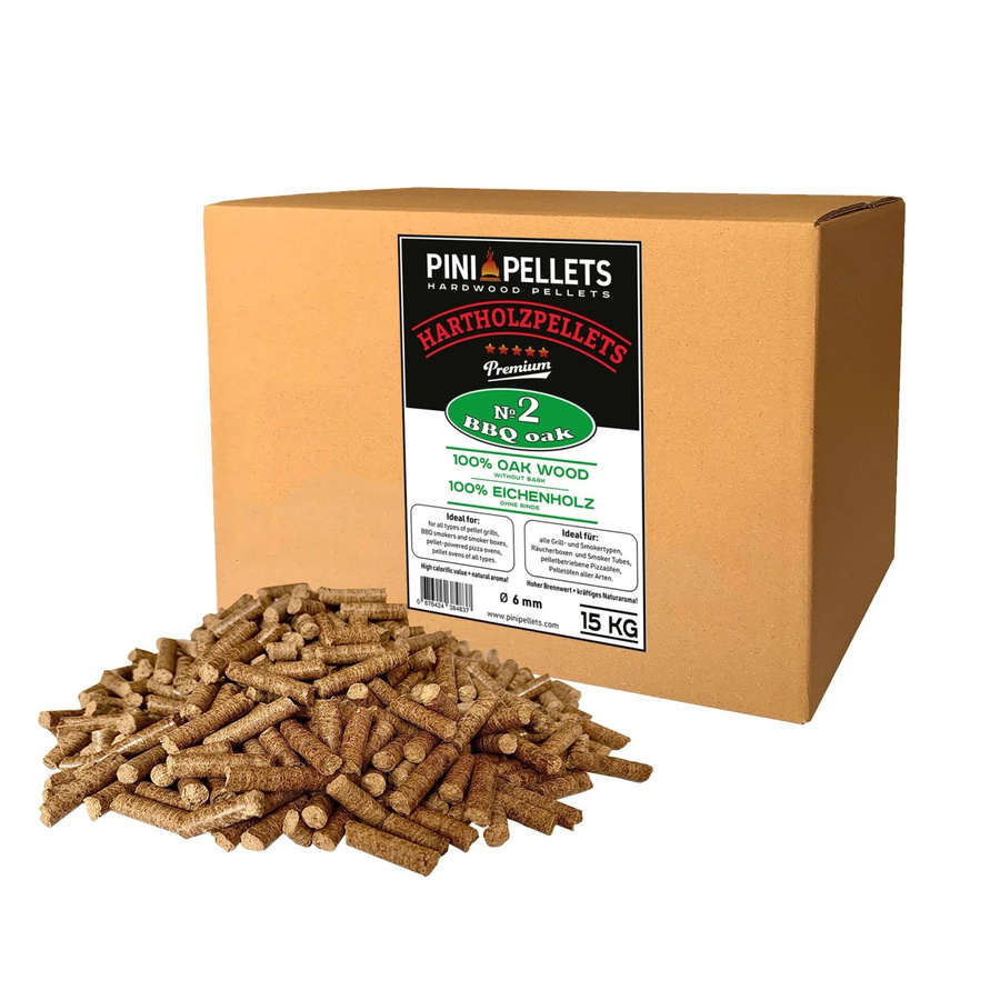 PINI Grillpellets aus 100% Eiche Nr. 2 zum Grillen, Räuchern und Smoken, 15 kg - Bild 2