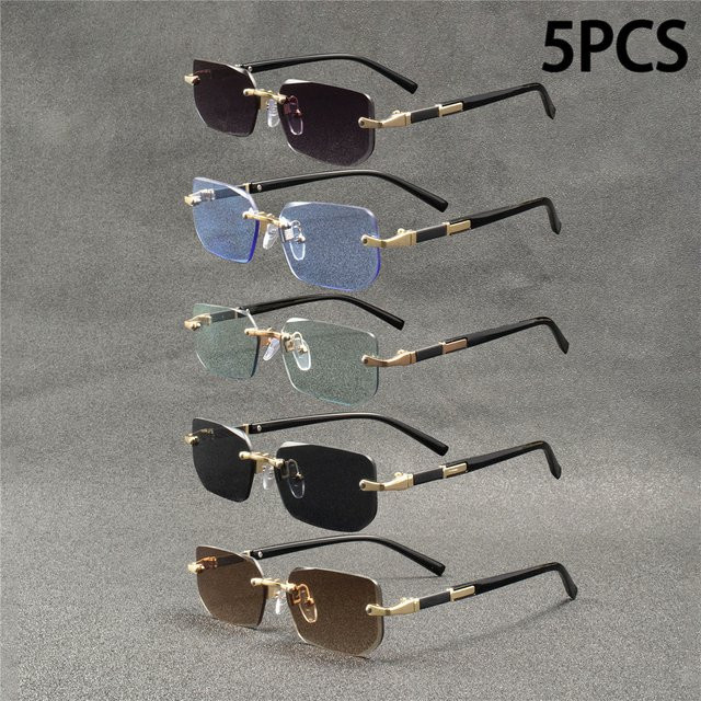 ZXWLYXGX Sonnenbrille, randlos, rechteckig, Metall, Unisex - Bild 1