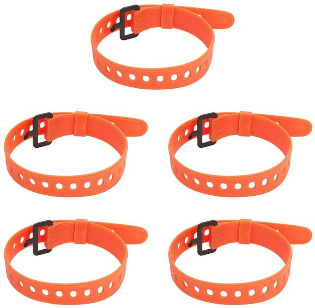 Igeteck 5 Stück Wiederverwendbare Kabelbinder aus Gummi mit Eisenschnalle in Orange - Bild 1