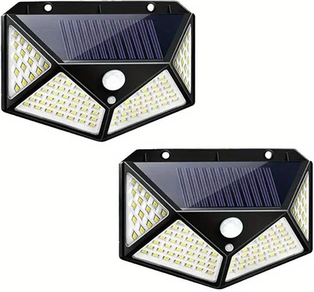 YWZT BEIMT Solar-Wandleuchte mit 100 LED und Bewegungssensor, IP65 Wasserdicht, Schwarz - Bild 1