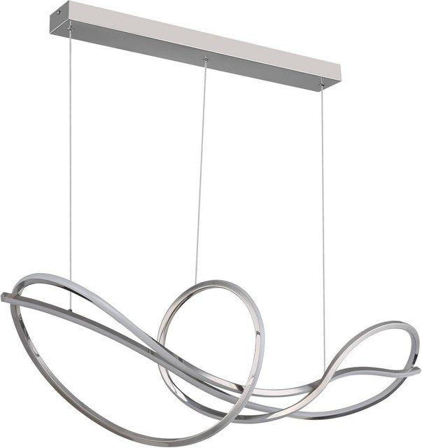 GLOBO Pendelleuchte in Chrom und Edelstahl mit Opalglas, modernes Design, B/H/T: 110 x 120 x 33 cm - Bild 1