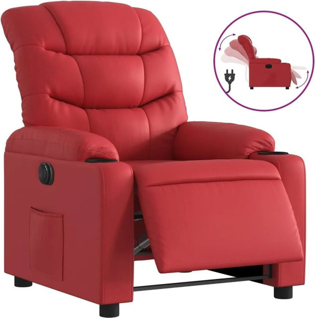 vidaXL Elektrischer Relaxsessel in Rot aus Kunstleder mit Armlehnen - Bild 1