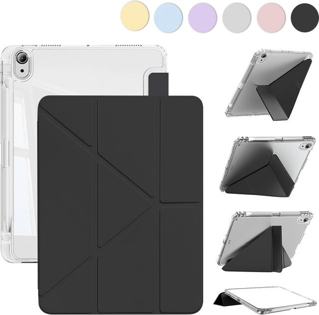 PHYLYN Y Fold Clear Crystal Schutzhülle für iPad in Pink, Flip-Hülle kompatibel mit iPad Air 4/5/6, iPad Mini und verschiedenen iPad Generationen - Bild 1