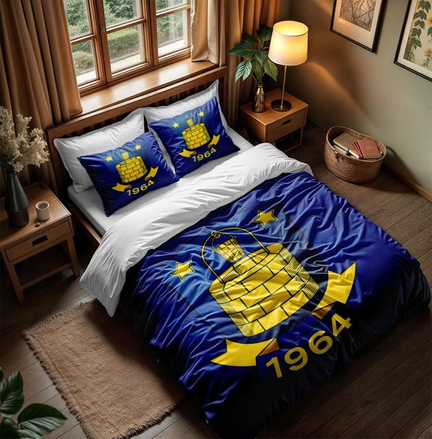 Bettwäsche-Set Your Warm Home Universität Craiova mit Duvetbezug und Kissenbezug, Blau, Mikrofaser, B/H: 135 x 200 cm - Bild 1