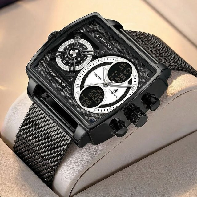 GOLDENHOUR Armbanduhr, Analog-Digital, Quarz, Schwarz, Herren - Bild 1