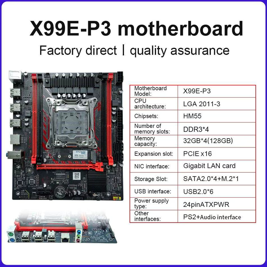 ENVINDA X99 Gaming Motherboard in Schwarz mit M.2 NVME und Dual Channel DDR3 Unterstützung für Xeon E5 LGA 2011-3 Prozessoren - Bild 4