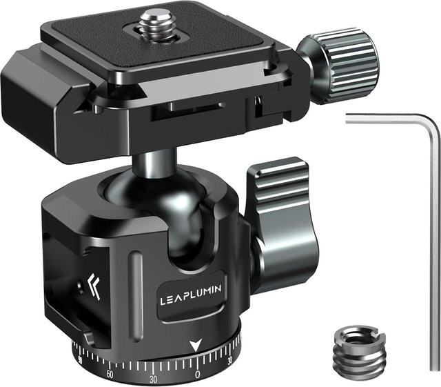 LeapLight Flaches Kamera-Stativ mit 360 Grad drehbarem Kugelkopf und Arca Swiss 1/4 Zoll Schnellwechselplatte in Schwarz - Bild 1