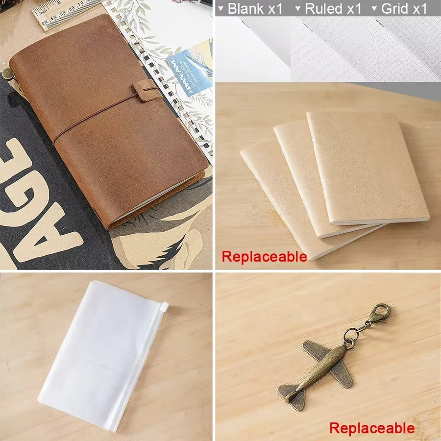 Moterm Handgemachtes Vintage Notebook aus echtem Rindsleder als Tagebuch, Journal oder Sketchbook in Grün und Braun - Bild 3