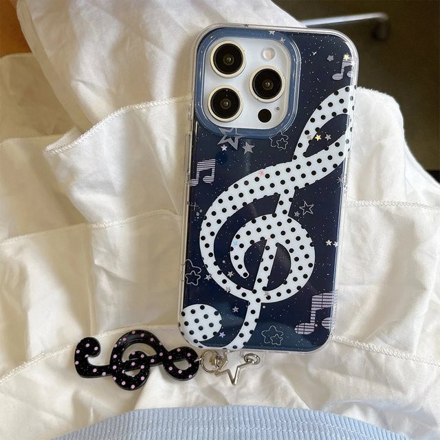 Potdemiel Treble Clef Y2K Handyhülle mit Feder-Textur Rückseite für iPhone 17 16 15 14 13 12 11 Pro Max X Xs XR XS Max 8 7 6 6s Air Plus - Bild 1