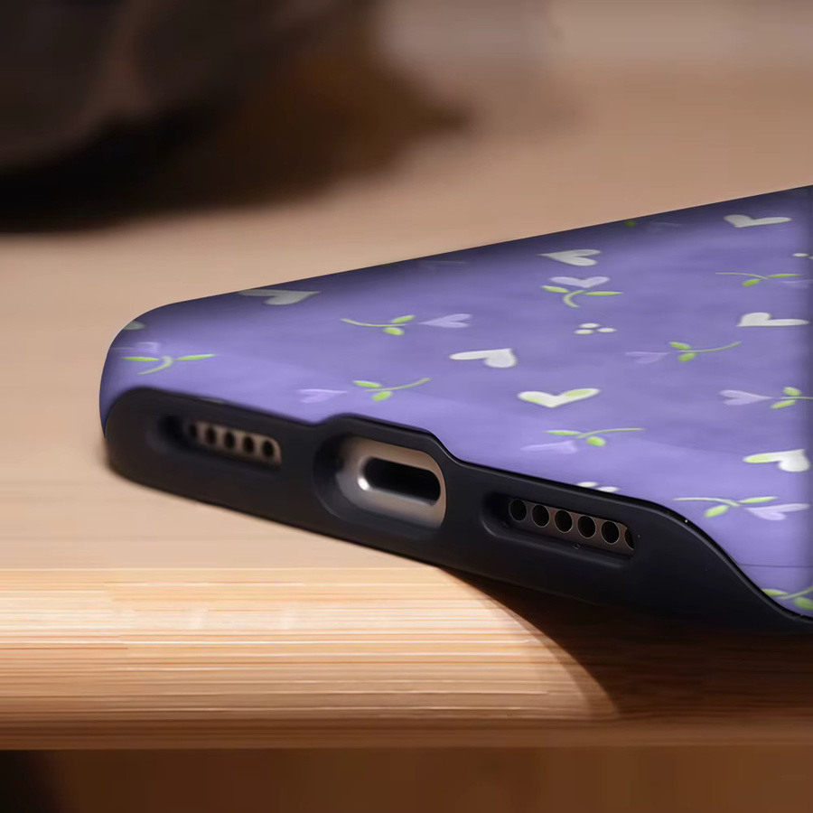 Potdemiel Magnetische Handyhülle mit Herz- und Blatt-Design in Lila für iPhone 17 16 15 14 13 Pro Max Plus, Robuste Doppelschichtige Hülle - Bild 6