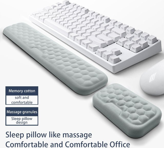 Ergonomisches Maus- und Tastatur-Handgelenkauflage-Set mit Massage-Textur und Memory-Schaum in Grau - Bild 1