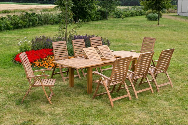 Merxx Gartenmöbelset Parabaiba 9-teilig mit Doppelausziehtisch für Garten und Terrasse - Bild 1