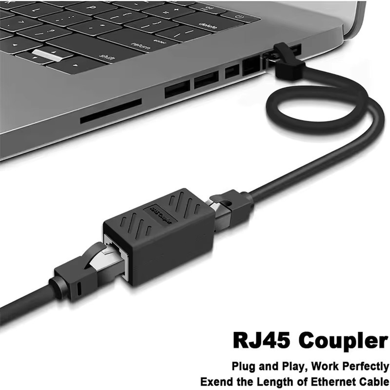 OUIO RJ45 Cat6 Ethernet-Adapter Gigabit LAN-Koppler in Schwarz - Bild 2