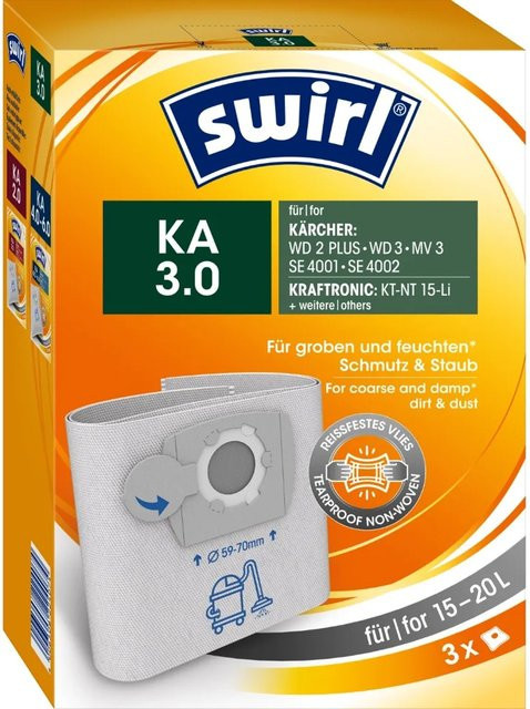 Kärcher Swirl KA 3.0 Staubsaugerbeutel in Weiß, 3 Stück - Bild 1