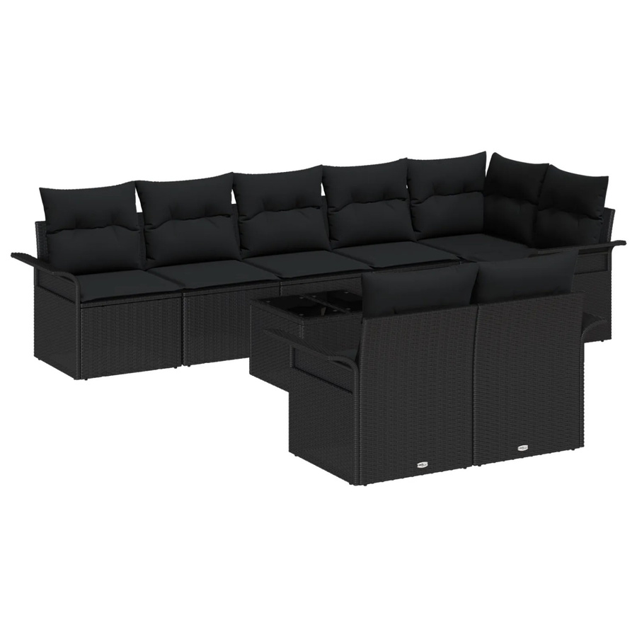 vidaXL 9-teiliges Garten-Sofa-Set aus Poly Rattan mit Kissen in Beige und Schwarz - Bild 2