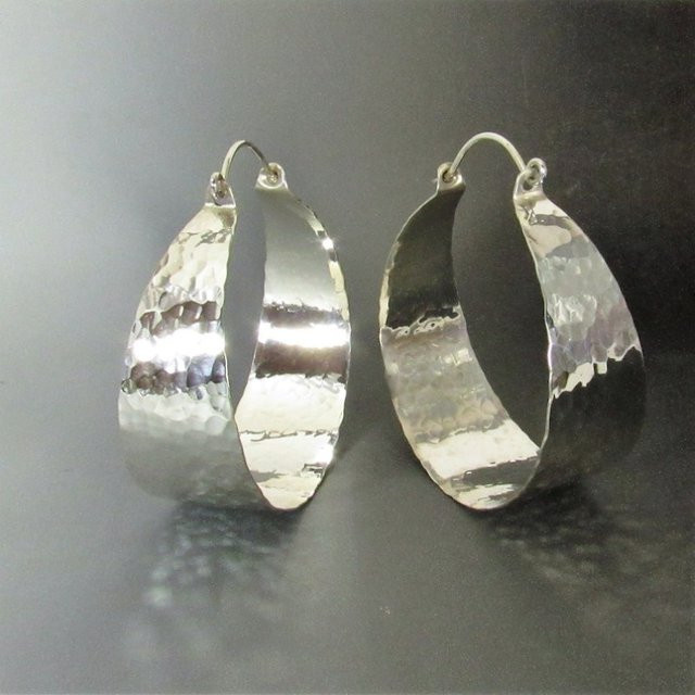 Creolen, silberfarben, Metallgeometrie, Damen - Bild 1