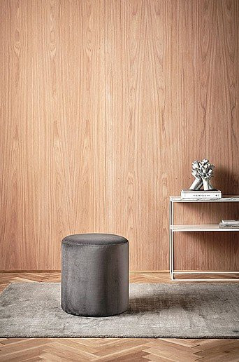 Jotex Pouf TOKYO in Grau mit Samtbezug, Durchmesser: 40 cm - Bild 1