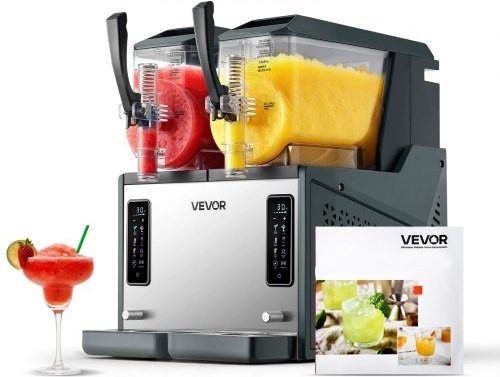 VEVOR Slush Maschine mit 2 x 4 l Tanks, Elektrischer Slusheis Eisbereiter 455 W mit Selbstreinigungsfunktion, Transparent - Bild 1