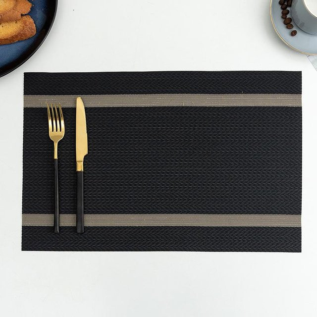 Wasserdichte und ölbeständige Esstischmatte im japanischen Stil von Yiran Furniture, Farbe: Schwarz, B/T: 45 x 30 cm - Bild 1