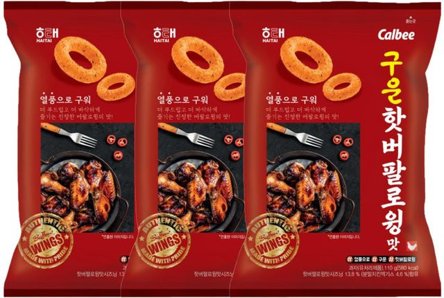 Haitai Gebackener Mais-Snack Hot Buffalo Wing scharf 3 x 110 g - Bild 1