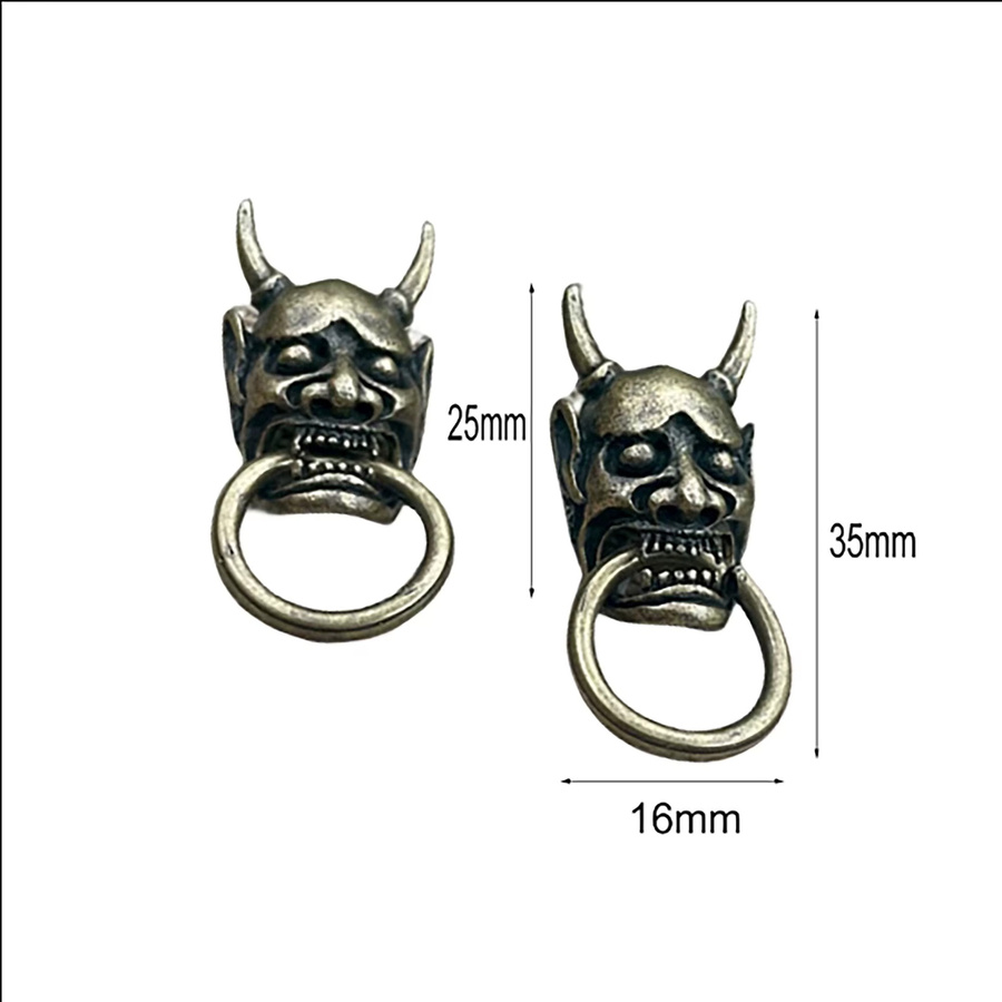 6 Stück Hannya Maske Dämon Schädel Kopf, Bronze Plt Legierung, mit Ring - Bild 2