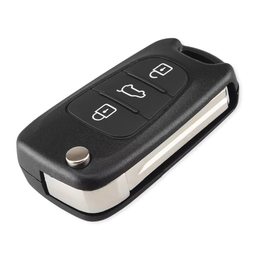 KEYYOU Fernschlüsselgehäuse für Hyundai I20 I30 IX35 I35 Accent und Kia Picanto Sportage K5, 3 Tasten Flip Folding Remote Key Case, Schwarz - Bild 2