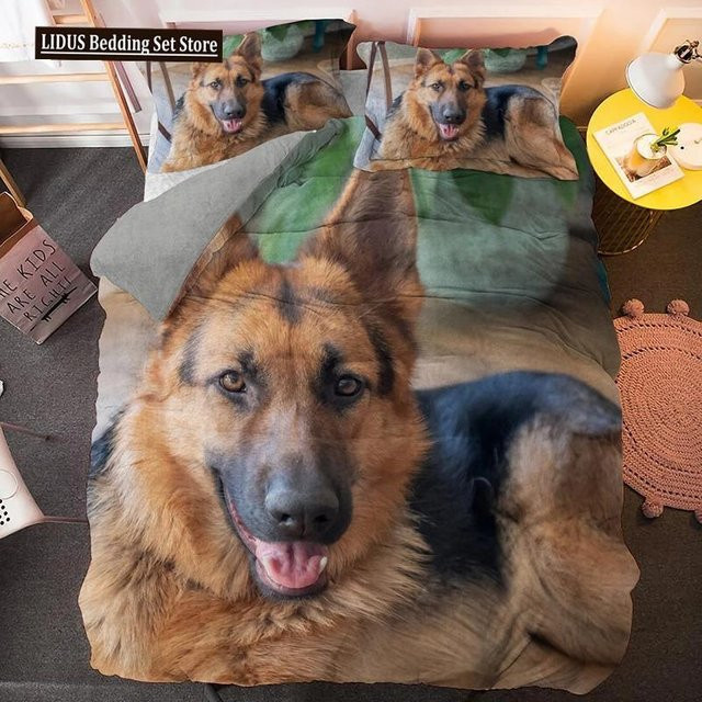 Bettwäsche-Set Deutscher Schäferhund mit Bettbezug und Kissenbezügen, Farbe Braun, Material Mikrofaser, B/H: 70 x 133 cm - Bild 1