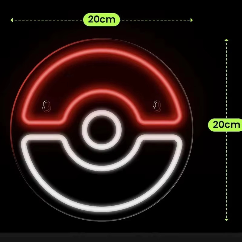 TAKARA TOMY Pokeball LED Neonlicht Wanddekoration in Rot und Multicolour, USB-Betrieb, B/H: 20 x 20 cm - Bild 2