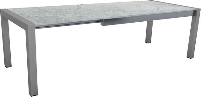 Stern Ausziehtisch für den Garten mit Dekton Tischplatte in Lava Hellgrau, Gestell aus Aluminium in Graphit, B/T/H: 174 bis 234 x 90 x 74,5 cm - Bild 1