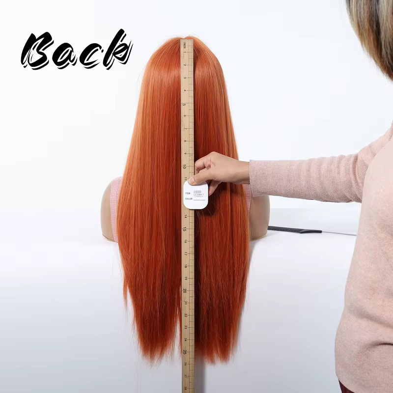 TINY LANA Perücke, lange gerade orange Kupfer Ingwerbraun, mit Pony, Damen - Bild 5