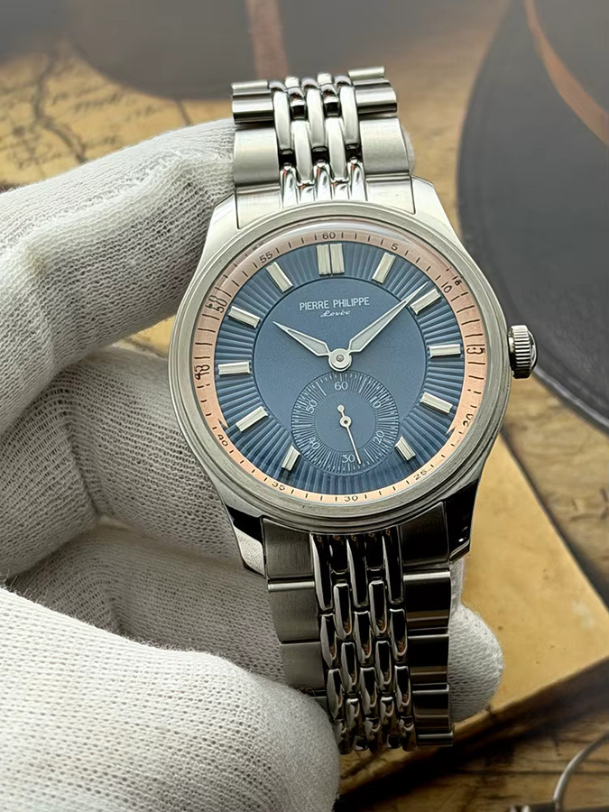 PIERRE PHILIPPE Armbanduhr, Handaufzug, Blau, Edelstahl, 38 mm, Herren - Bild 4