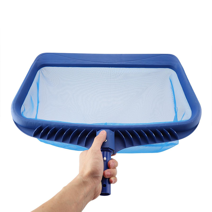 Blauer Laubkescher mit feinmaschigem Netz und tiefem Beutel zur Reinigung von Schwimmbecken, Teichen und Wannen - Bild 3