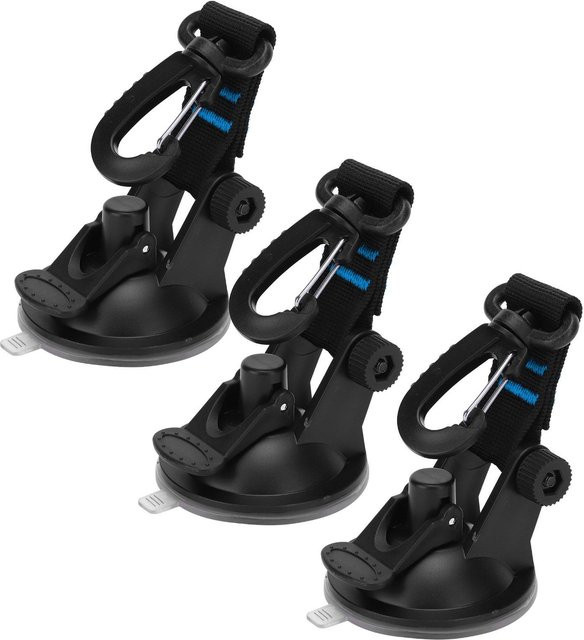3-teiliges Set Fishine Tragbare Saugnapfhaken mit Rotations-Karabiner für die Zeltbefestigung, Blau und Schwarz - Bild 1