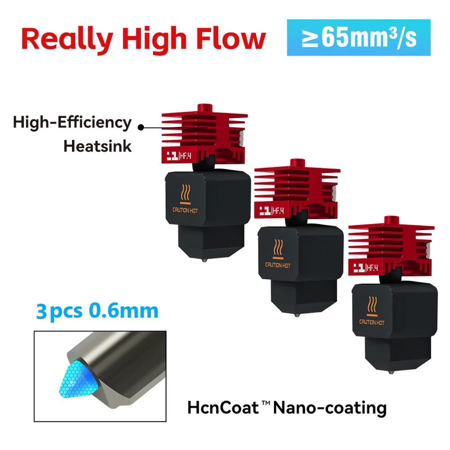 H2D Highflow Hotend für Bambu Lab 3D Drucker mit 0,4 mm Düse und HCN-Beschichtung - Bild 4