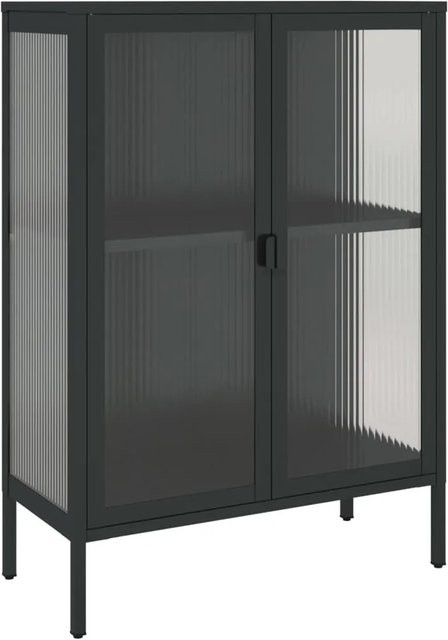 vidaXL Sideboard modern in Schwarz aus Stahl und Riffelglas B/T/H: 75 x 35 x 105 cm - Bild 1