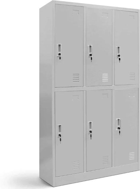 DELUKE Umkleideschrank Spind IGOREK mit 6 Abteilen in Grau, pulverbeschichteter Stahl, B/T/H: 90 x 45 x 150 cm - Bild 1