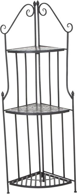 Siena Garden Eckregal Como aus Stahl in Grau mit Mosaikoptik, B/T/H: 63 x 29 x 142 cm - Bild 1