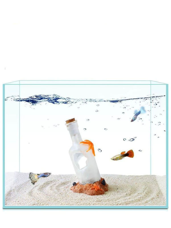 Aquarium Dekoration mit treibendem Flaschen-Design aus Kunstharz in Transparent und Maritim - Bild 4