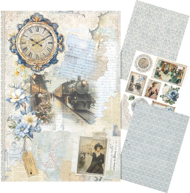 Ciao Bella Motiv-Strohseiden Sortiment Eastern Journey 4er-Set in Beige, Grau, Blau und Multicolour auf A4 Papier - Bild 1