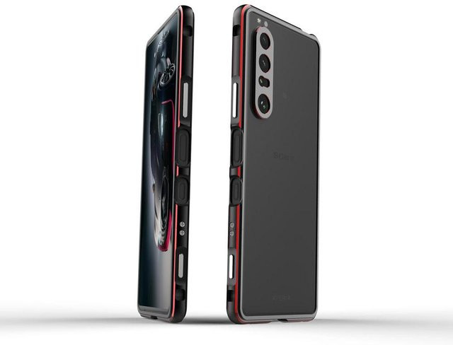 Sony Xperia 1 III und Xperia 10 III Schutzhülle mit Metallrahmen und Aurora Schraubverschluss in Schwarz - Bild 1