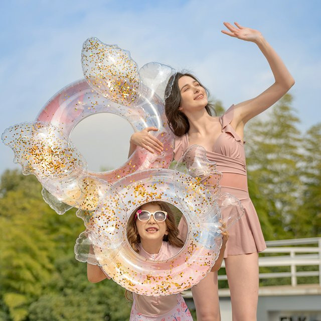 CatXaa Kinder-Schwimmring mit Pailletten-Schmetterlingsflügeln, ab 4 Jahre - Bild 1