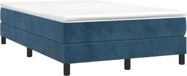vidaXL Boxspringbett mit Matratze Dunkelblau aus Samt, Hybridbett mit Taschenfederkern, B/T: 120 x 190 cm - Bild 1